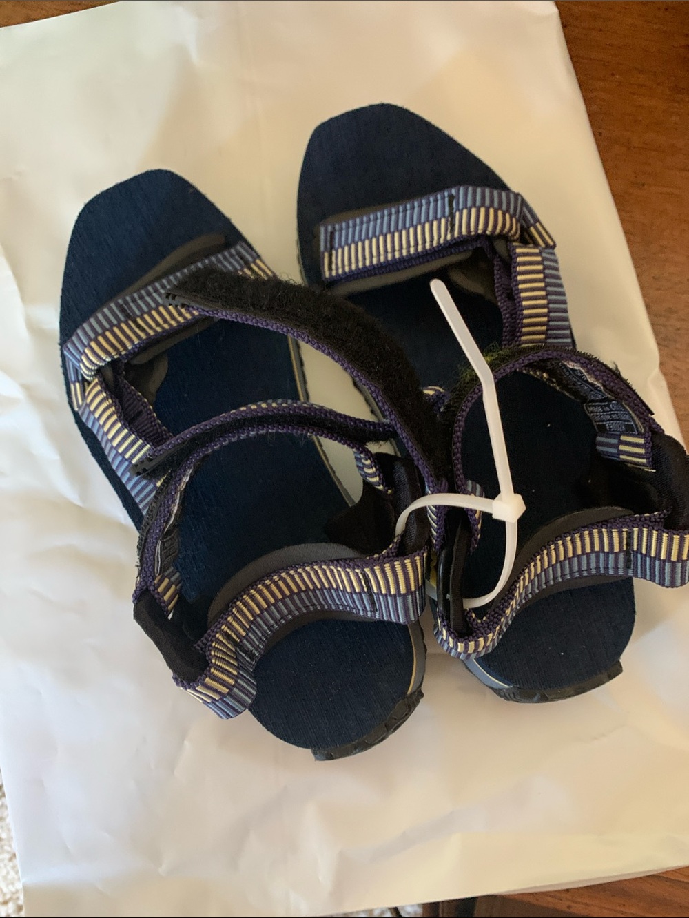 Teva Navy and Cream Striped Adjustable Sandals